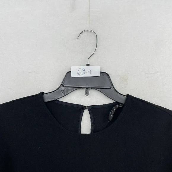 Zara Woman Blouse Women's M Black Ruffle Half Sleeves Round Neck Keyhole Back - Picture 11 of 11